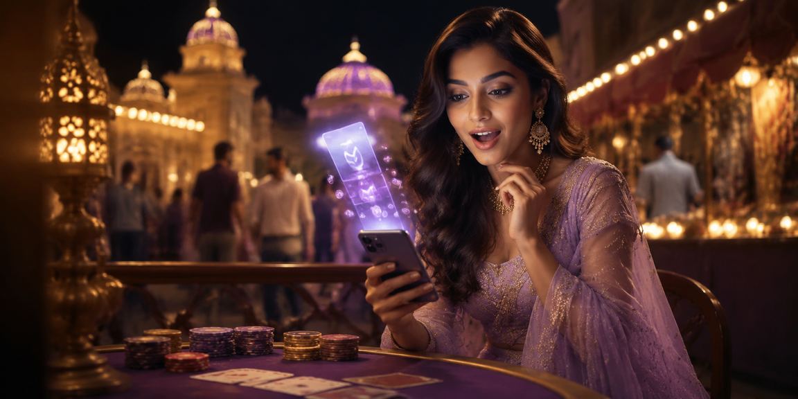 Players enjoying live casino games on mobile in India with vibrant Bollywood theme