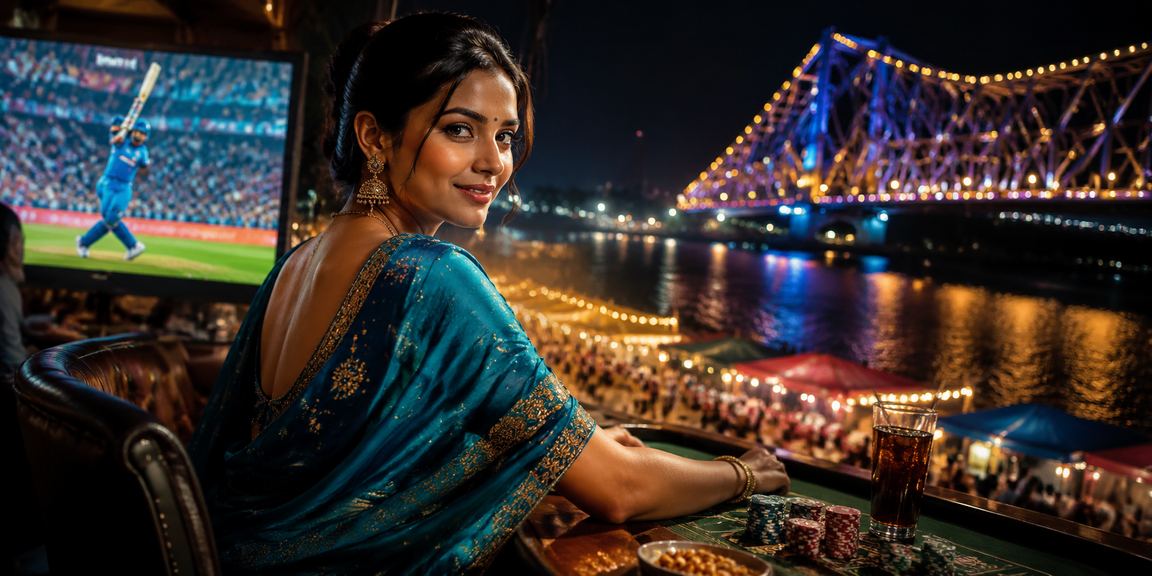 Evening scene at Howrah Bridge and players enjoying slots on twenty20 in Kolkata